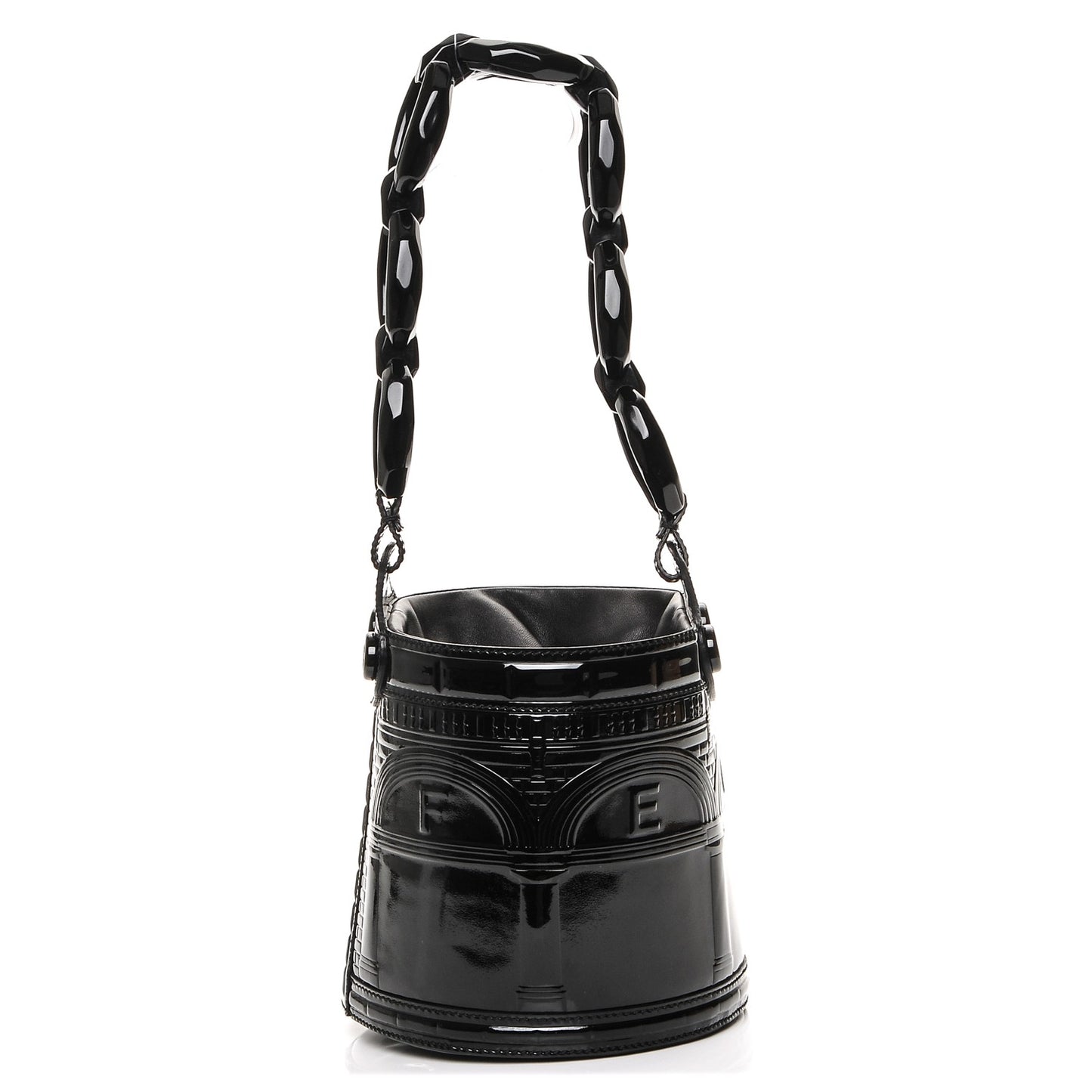 Patent Palazzo Bucket Bag Black