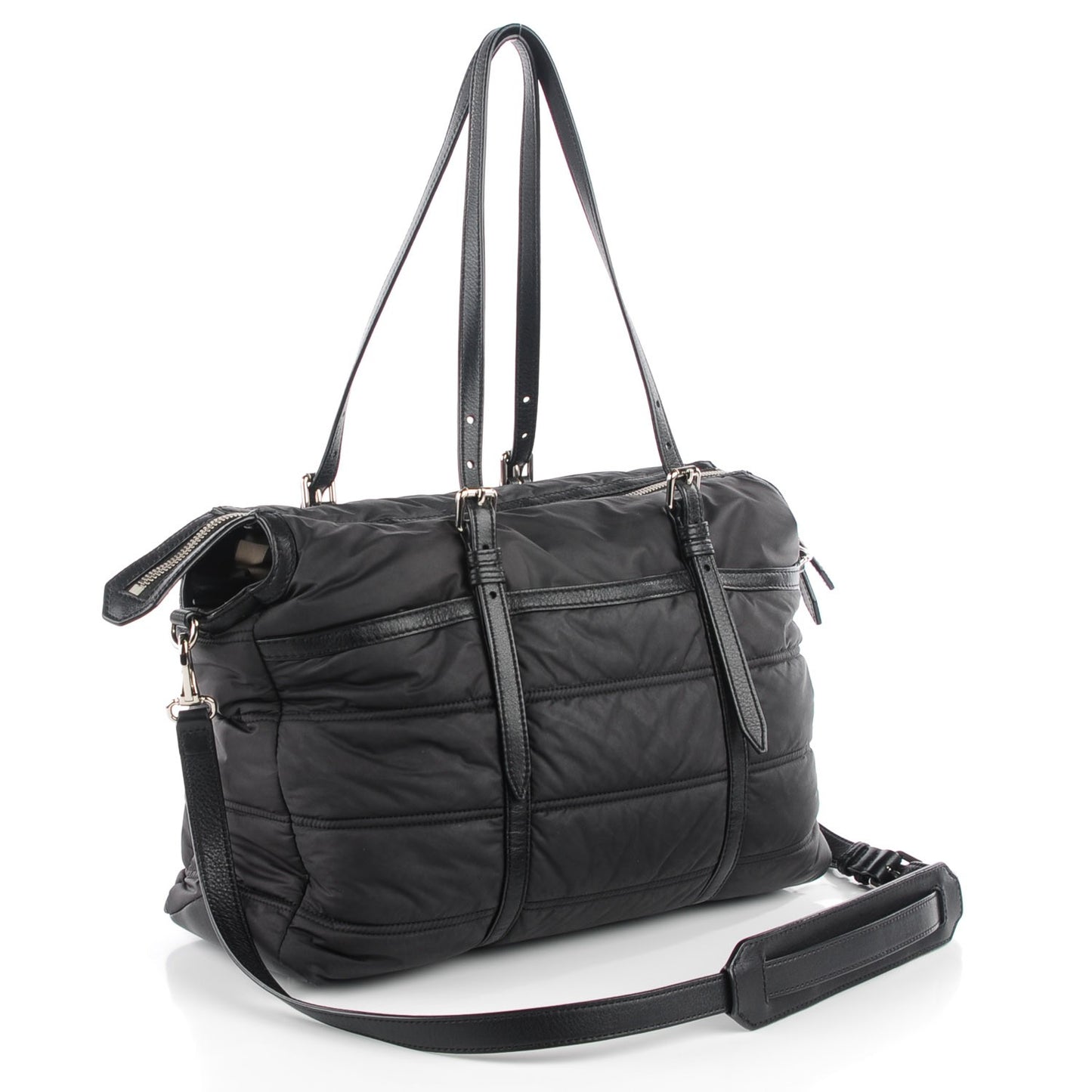 Nylon House Check Quilted Abbey Diaper Bag Black