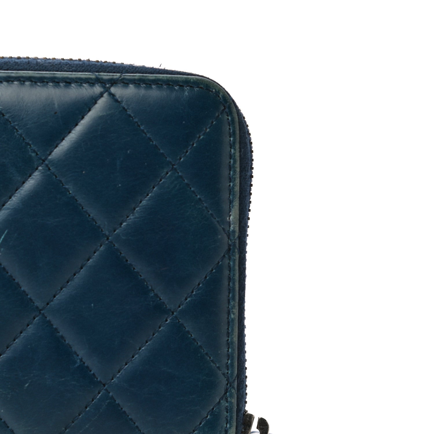 Chanel Glazed Calfskin Quilted Small Coco Boy Zip Around Wallet Blue 20 of 26