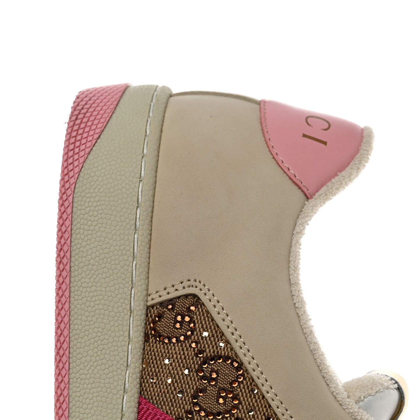 GG Monogram Nubuck Web Womens Screener Sneakers 37 New Sand Dusty Milk Pink
