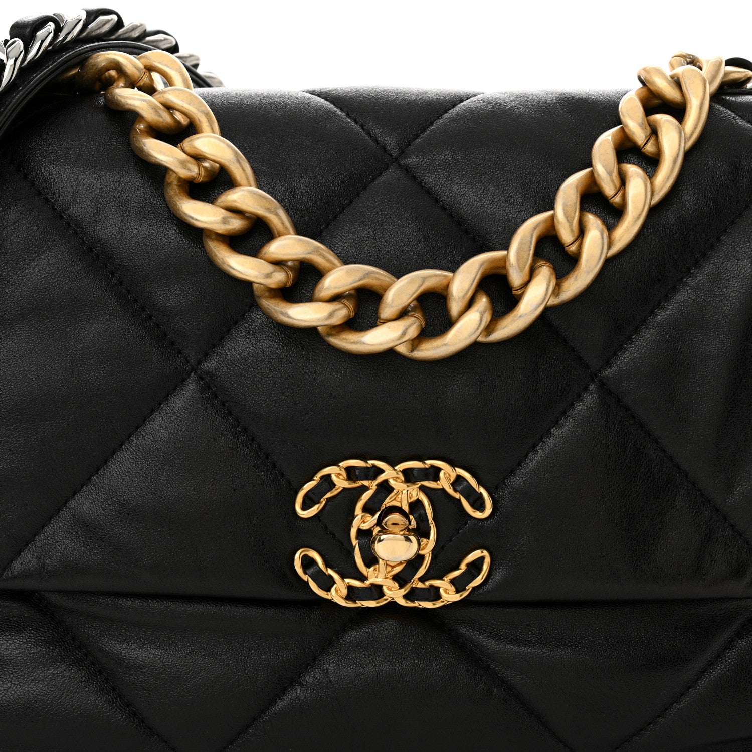 Chanel Shiny Goatskin Quilted Large Chanel 19 Flap Black 8 of 11