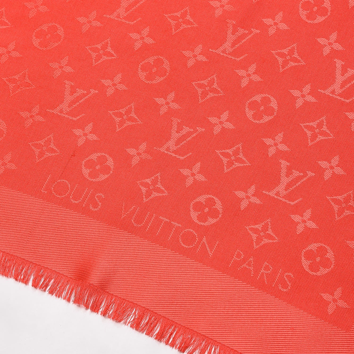 Louis Vuitton Silk Wool Monogram Shawl Coquelicot 3 of 6