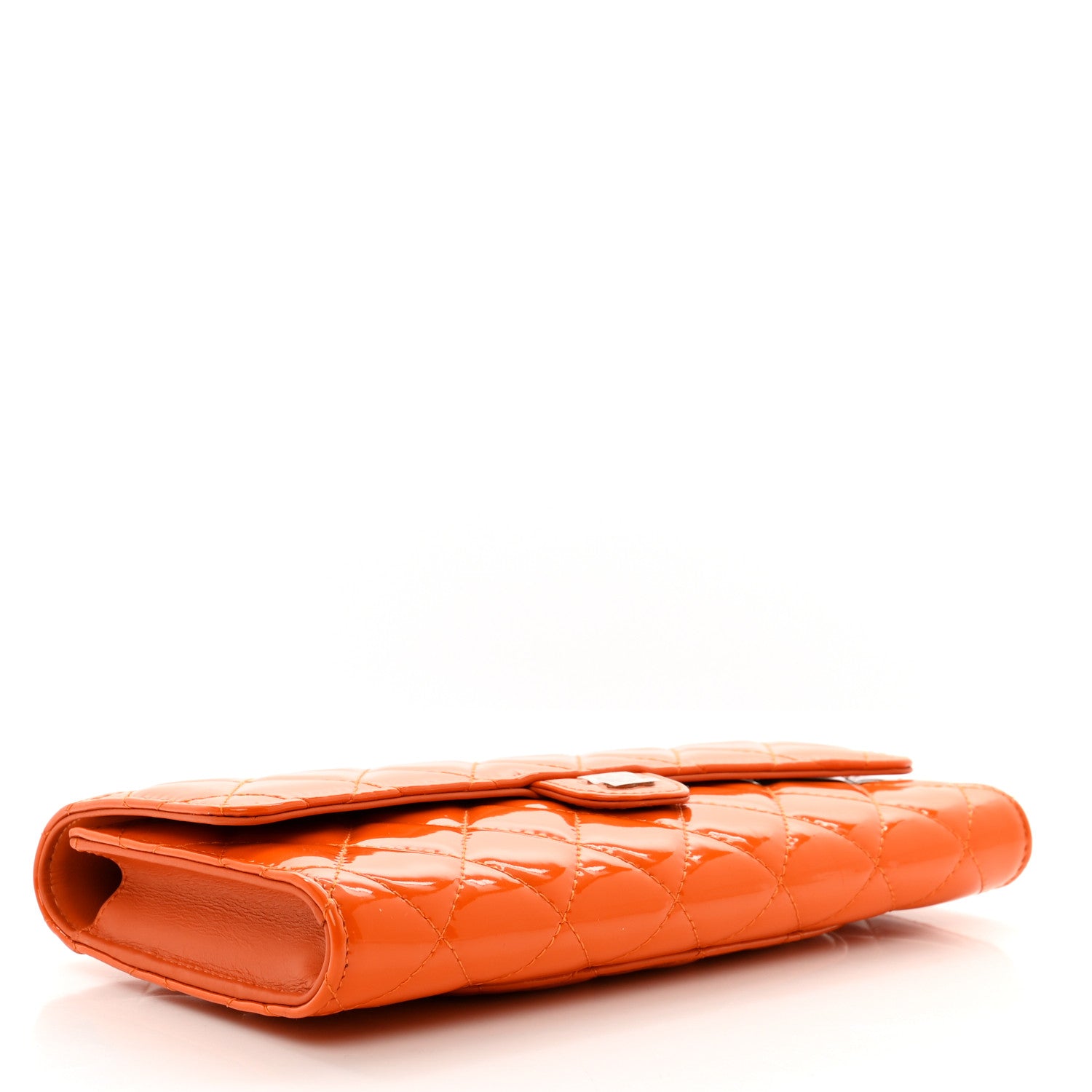 Chanel Patent Quilted Travel Wallet Orange 5 of 9