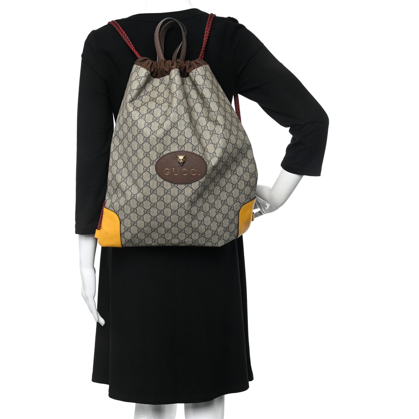 GG Supreme Monogram Neo Vintage Drawstring Backpack Beige New Acero Crop