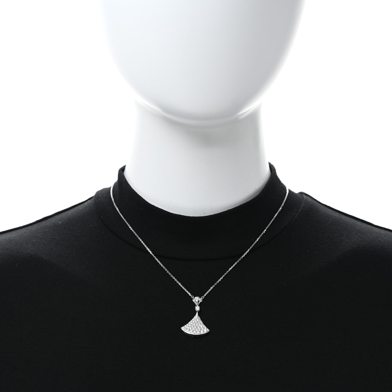 Bulgari 18K White Gold Diamond Large Divas' Dream Pave Necklace 2 of 5