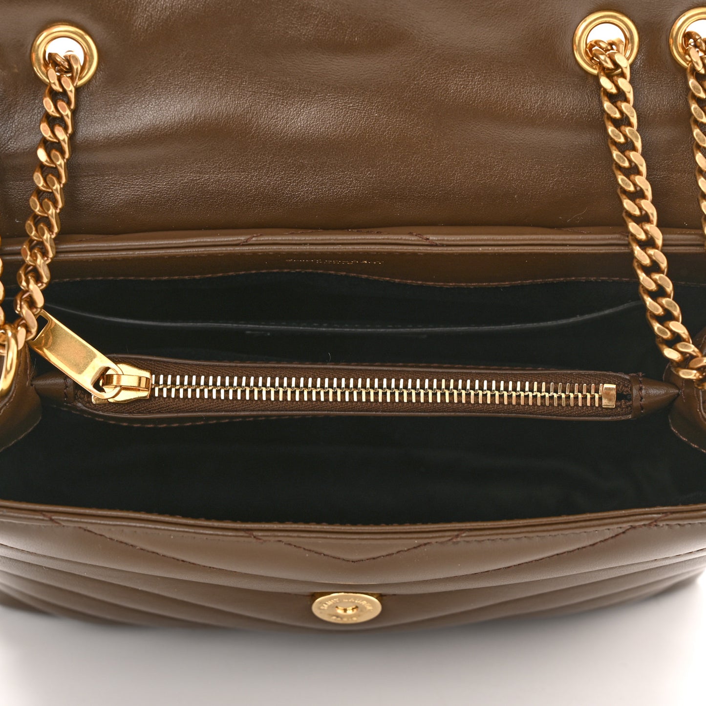 Calfskin Y Quilted Monogram Small Loulou Chain Satchel Taupe