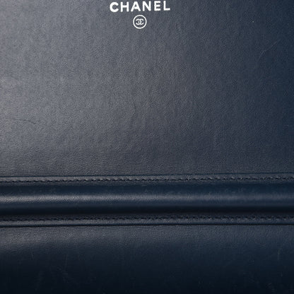 Chanel Glazed Calfskin Quilted Coco Boy Wallet On Chain WOC Blue 9 of 13