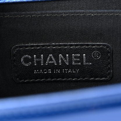 Chanel Metallic Patent Quilted Medium Boy Flap Blue 6 of 15
