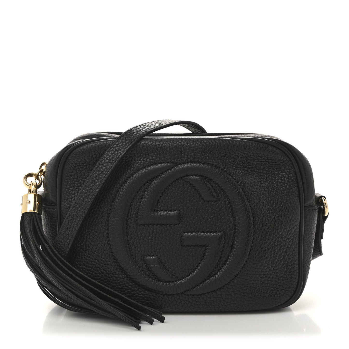 Pebbled Calfskin Small Soho Disco Bag Black