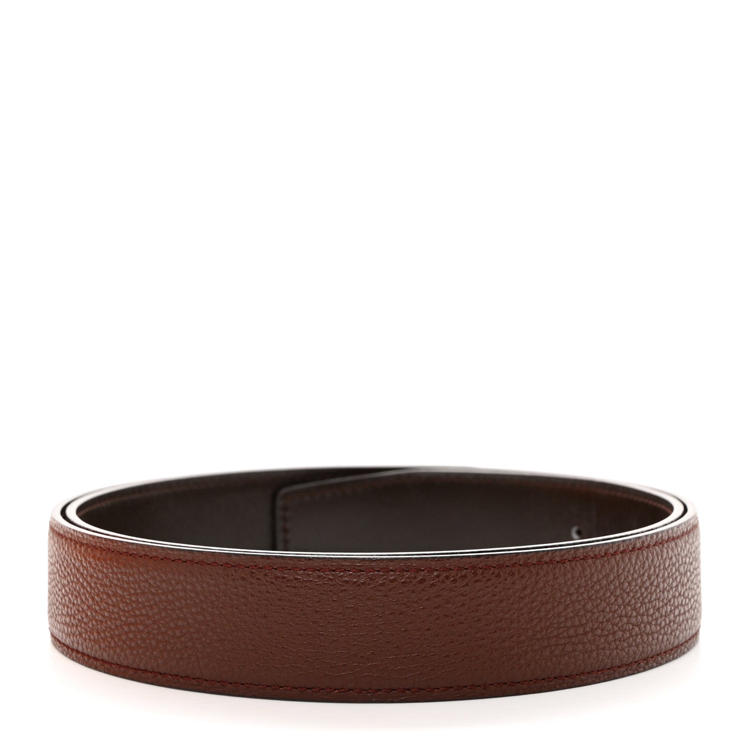 Hermes Box Togo 32mm Belt Strap 90 Chocolate Rouge H 3 of 7