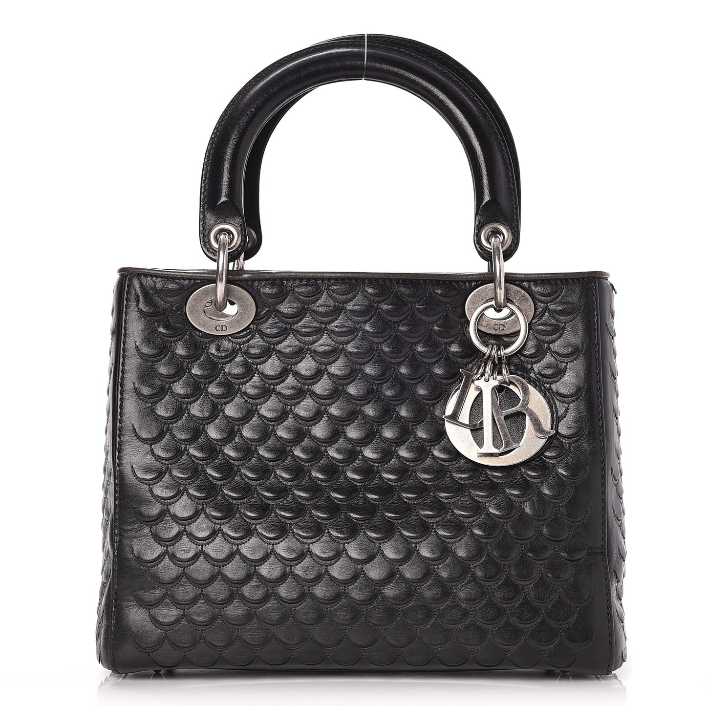 Lambskin Fish Scale Detail Medium Lady Dior Black