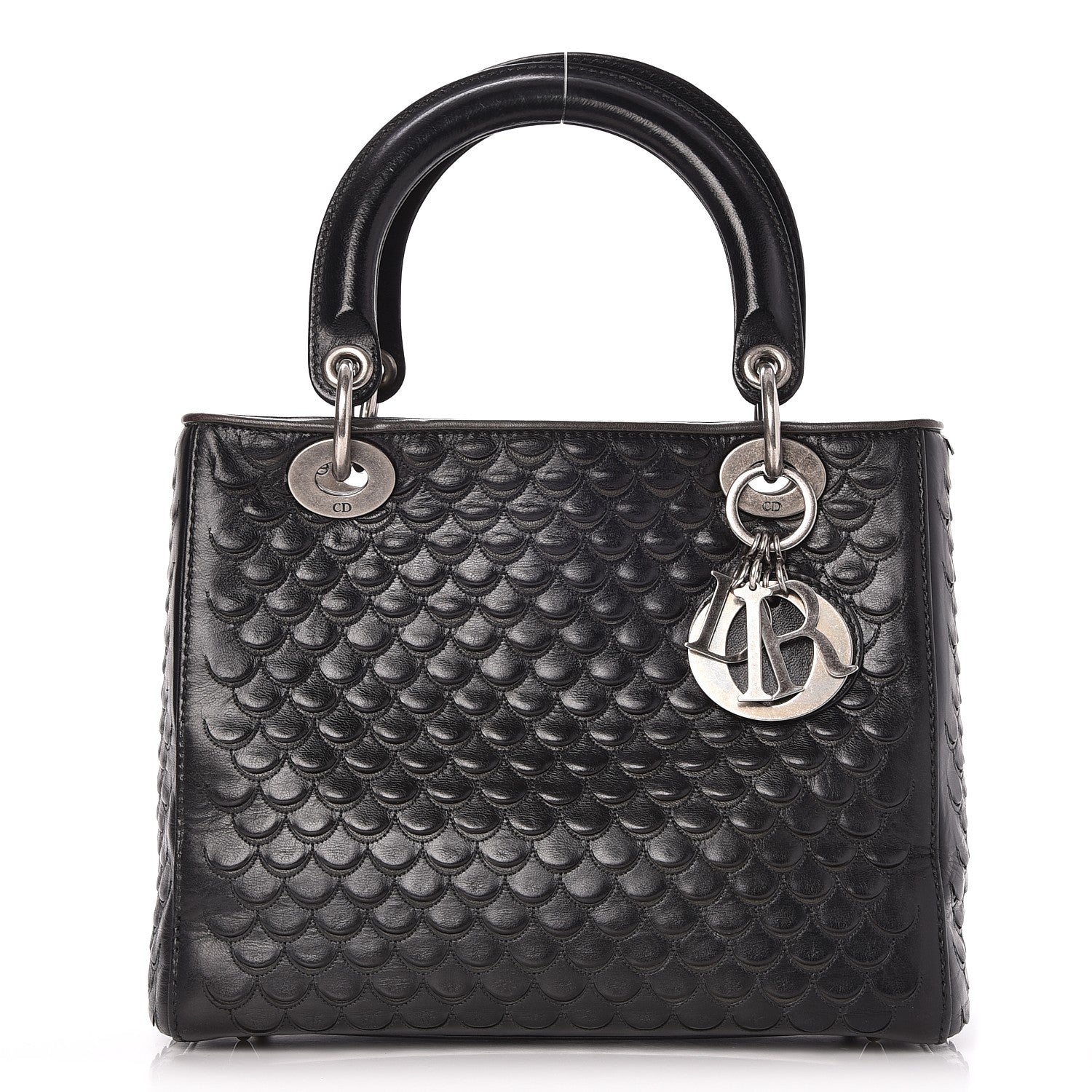 Christian Dior Lambskin Fish Scale Detail Medium Lady Dior Black 1 of 7