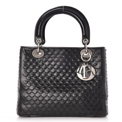 Christian Dior Lambskin Fish Scale Detail Medium Lady Dior Black 1 of 7