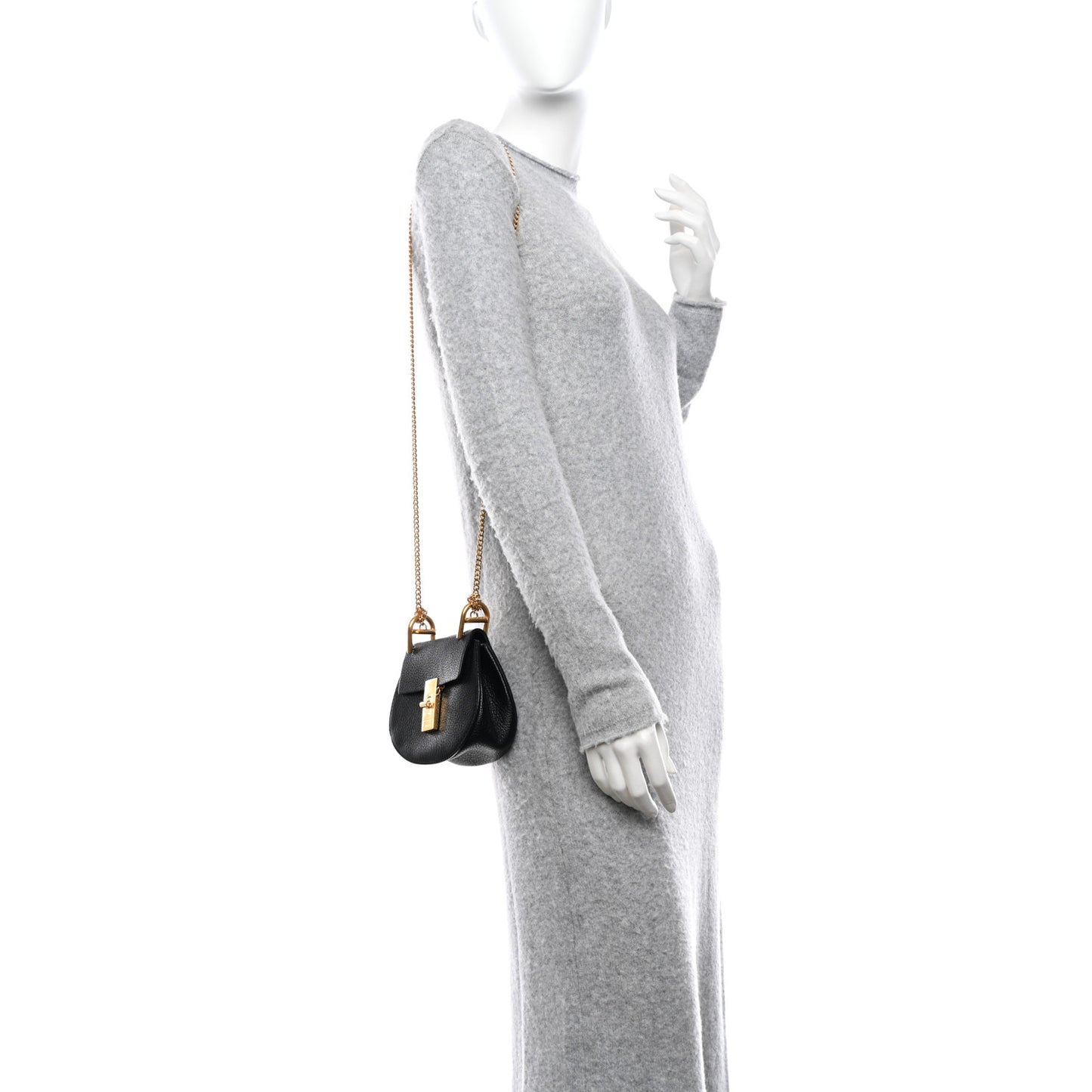Grained Lambskin Nano Drew Shoulder Bag Black