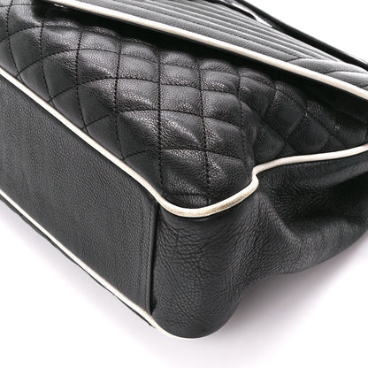 Saint Laurent Calfskin Mixed Matelasse Triquilt Large Monogram Envelope Satchel Black White 12 of 12