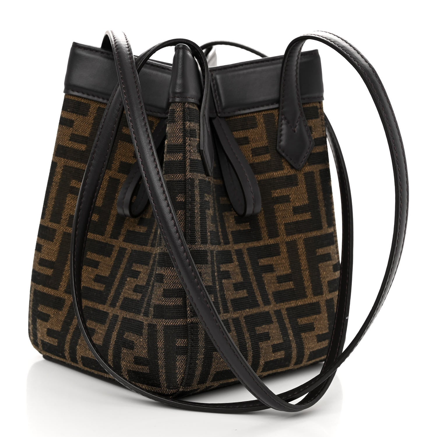Fendi Fabric Jacquard Vitello Grace FF 1974 Mini Fendi Origami Tobacco Moro Ebano 3 of 9