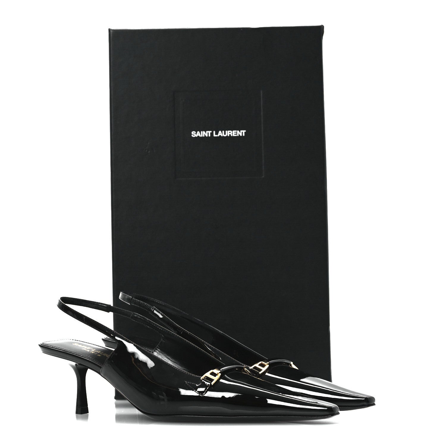 Saint Laurent Patent Carine 55 Slingback Pumps 37 Black 11 of 11