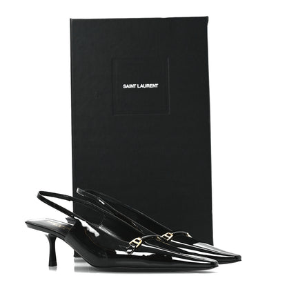 Saint Laurent Patent Carine 55 Slingback Pumps 37 Black 11 of 11