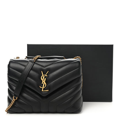 Saint Laurent Calfskin Y Quilted Monogram Small Loulou Chain Satchel Black 11 of 11
