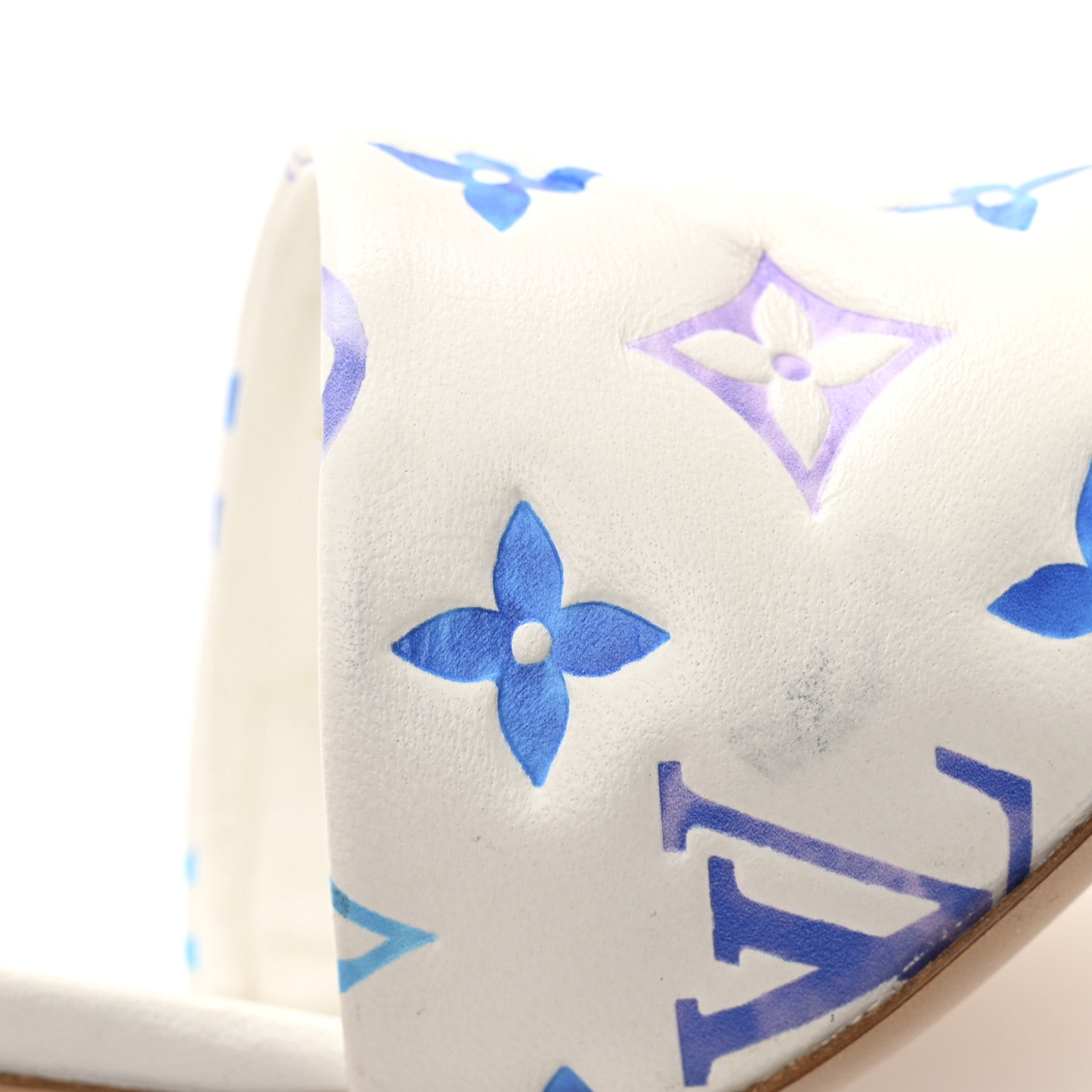 Louis Vuitton Lambskin Embossed Monogram By The Pool Revival High Heel Mules 39 White Blue Purple 10 of 10