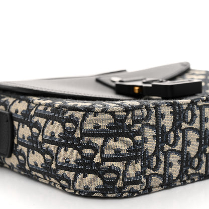 Christian Dior Oblique Jacquard Grained Calfskin Small Saddle Messenger Bag Beige Black 9 of 11