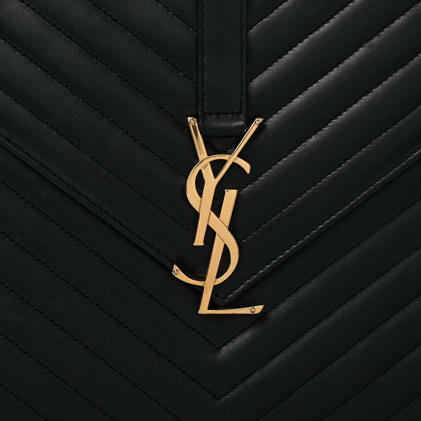 Smooth Calfskin Matelasse Chevron Large Monogram Satchel Black