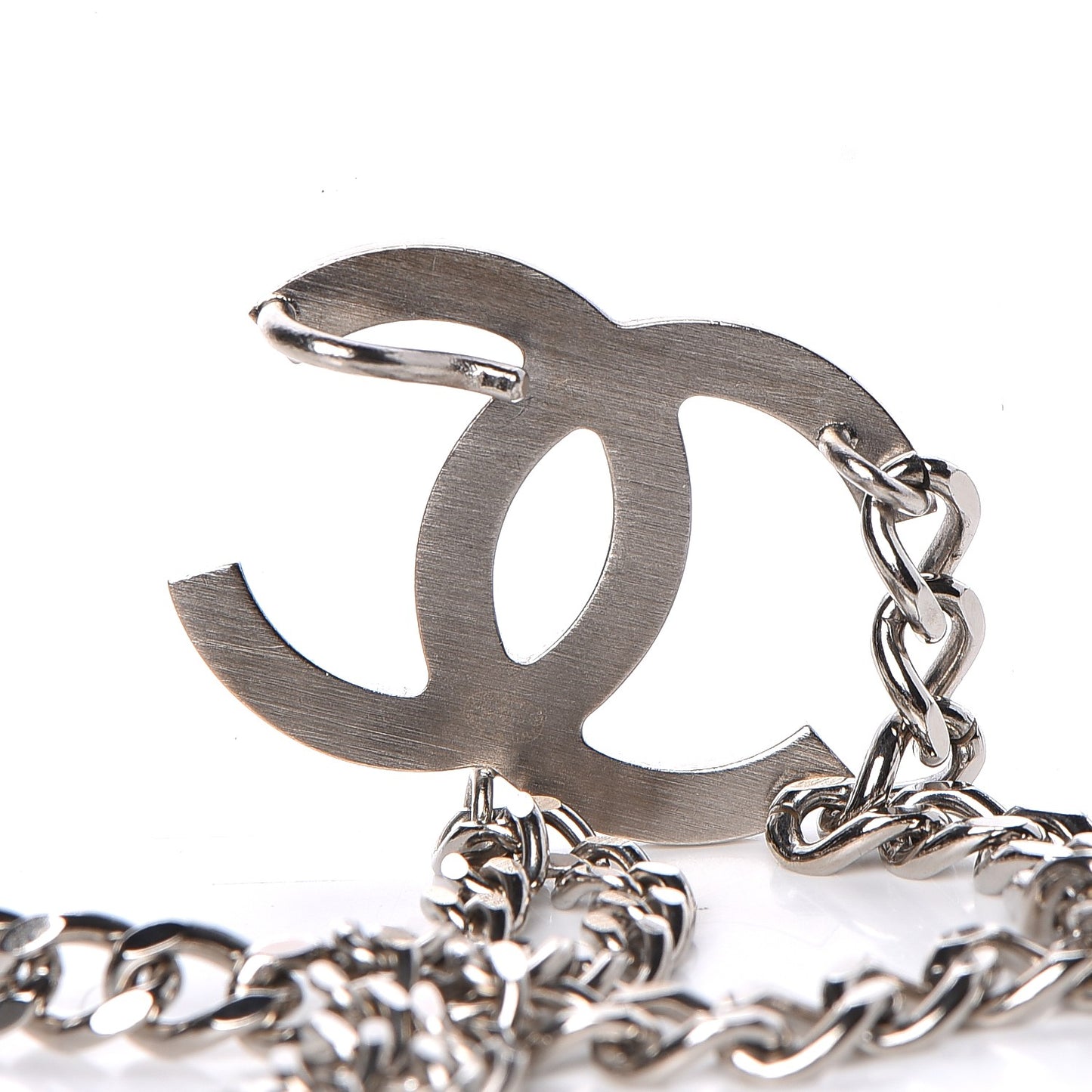 Crystal CC Charm Chain Belt Silver