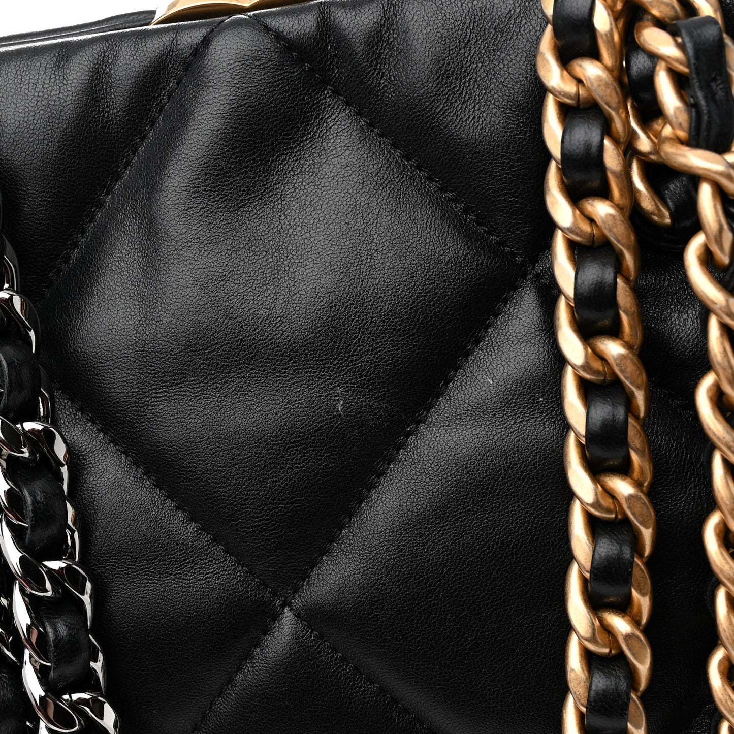 Lambskin Quilted Chanel 19 Shopping Bag Black