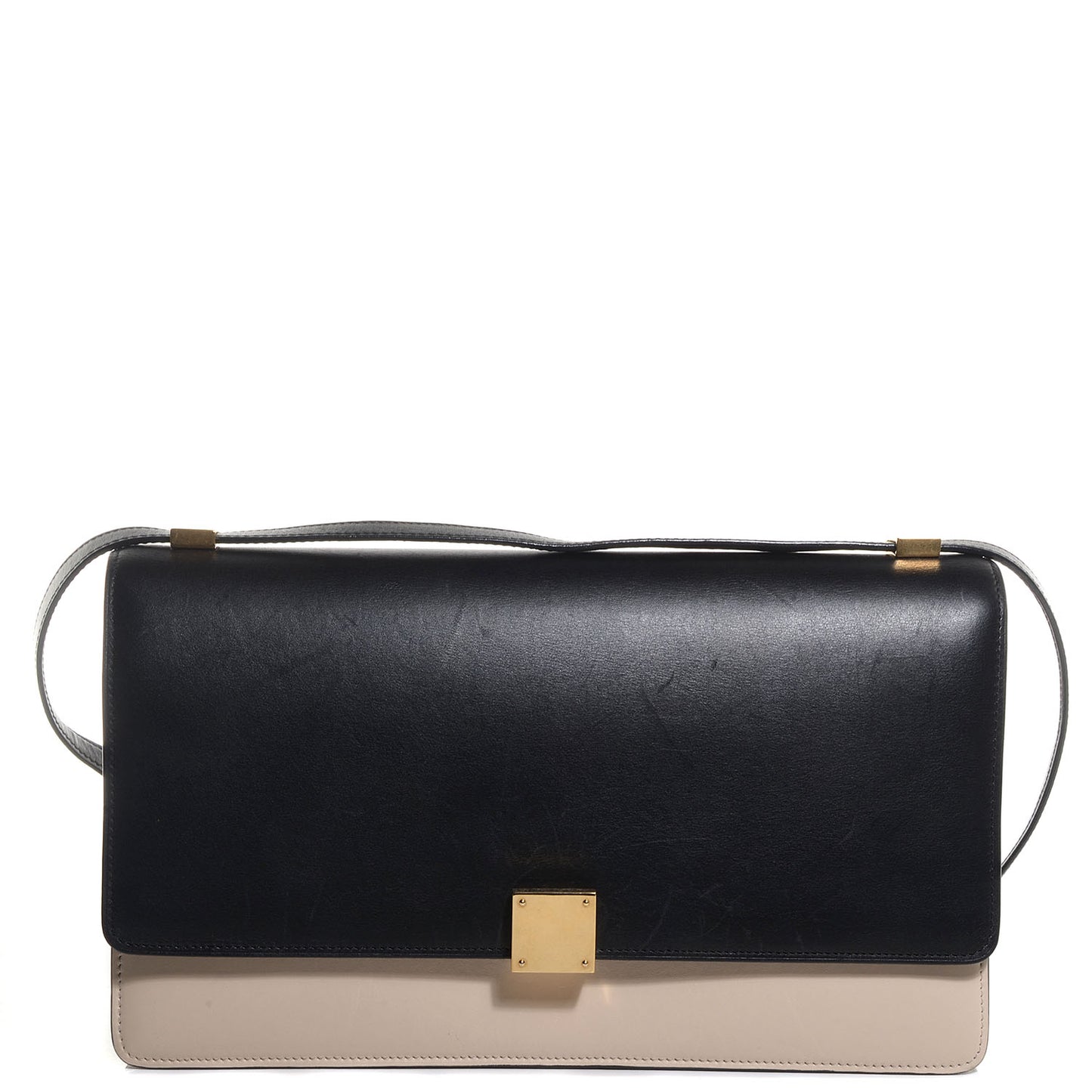 Smooth Calfskin Bi-Color Medium Case Bag Black