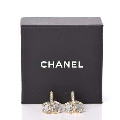 Chanel Metal Crystal CC Drop Earrings Gold 6 of 6