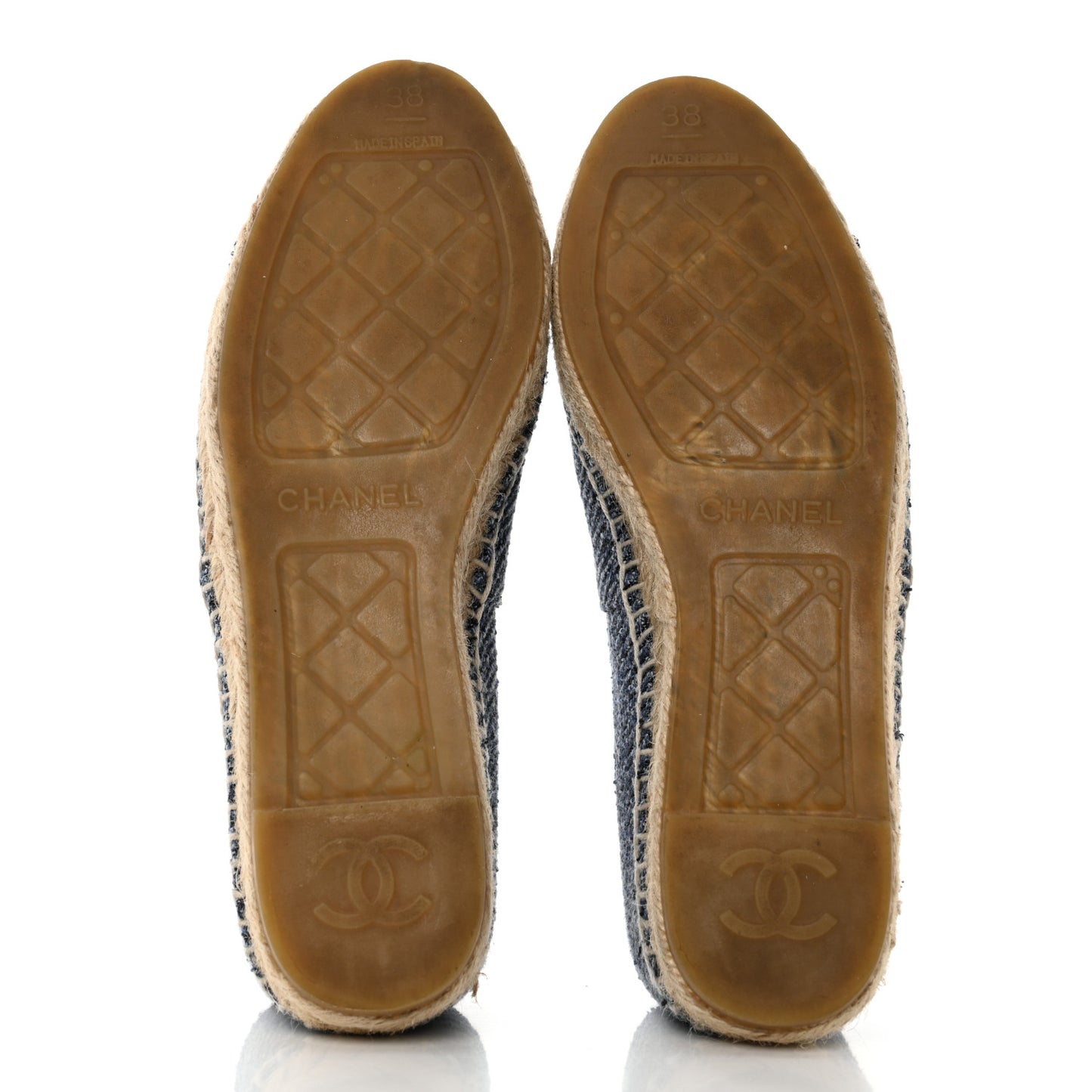 Cotton Tweed CC Espadrilles 38 Blue Ecru Black