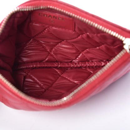 Chanel Lambskin Quilted Small Cosmetic Case Dark Pink 5 of 12