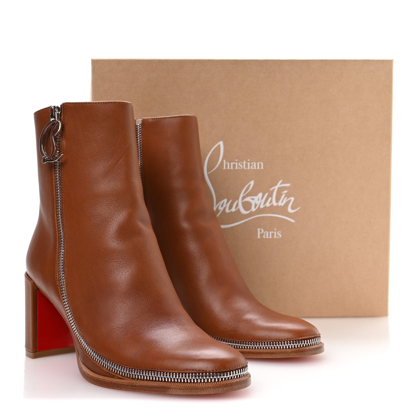 Calfskin CL Zip Bootie 70 Ankle Boots 36.5 Cuoio