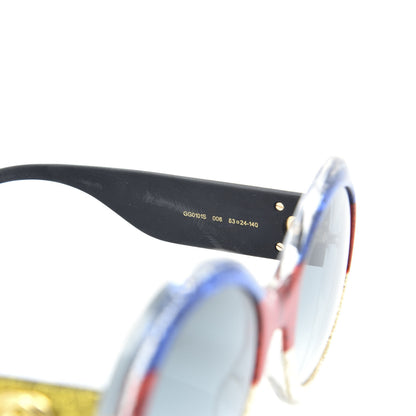 Gucci Glitter Acetate Round GG0101S Sunglasses Blue Multi 5 of 7