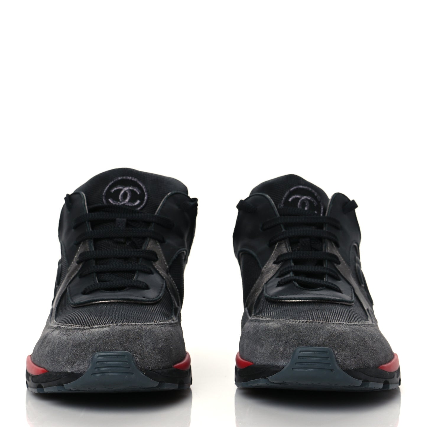 Calfskin Suede Fabric Mens Sneakers 43 Black Grey Red