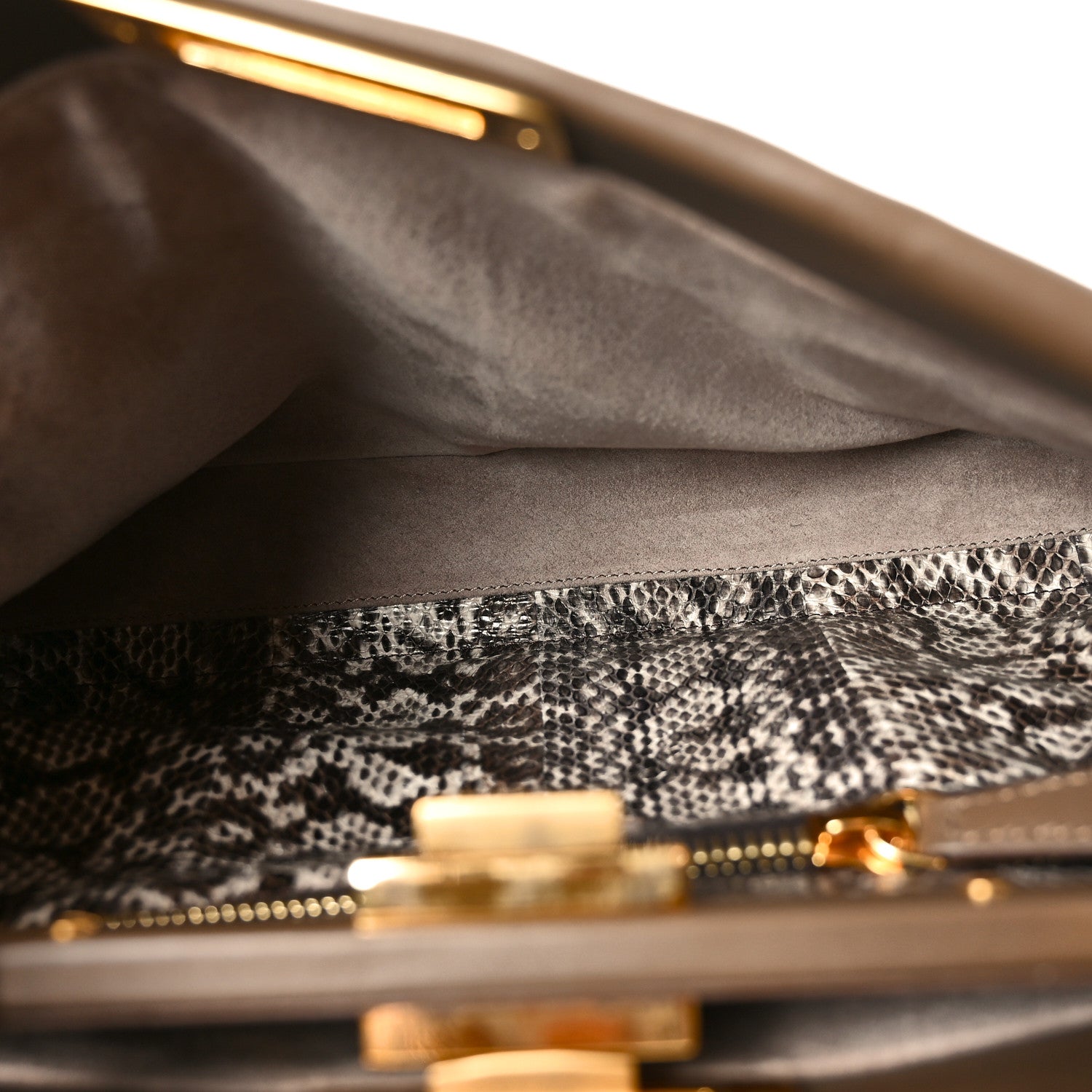 Fendi Vitello Morgan Snakeskin Medium Peekaboo Iconic Satchel Foresta 4 of 10