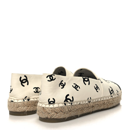 Chanel Lambskin Printed CC Espadrilles 40 White Black 4 of 9