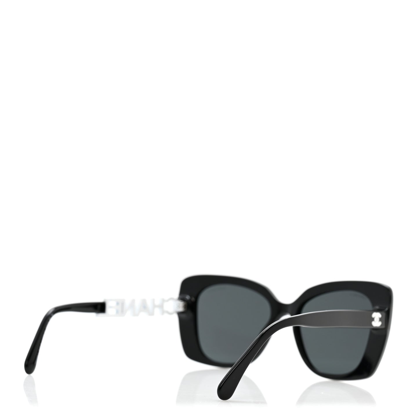 Acetate Strass Square Sunglasses 5422-B-A Black White
