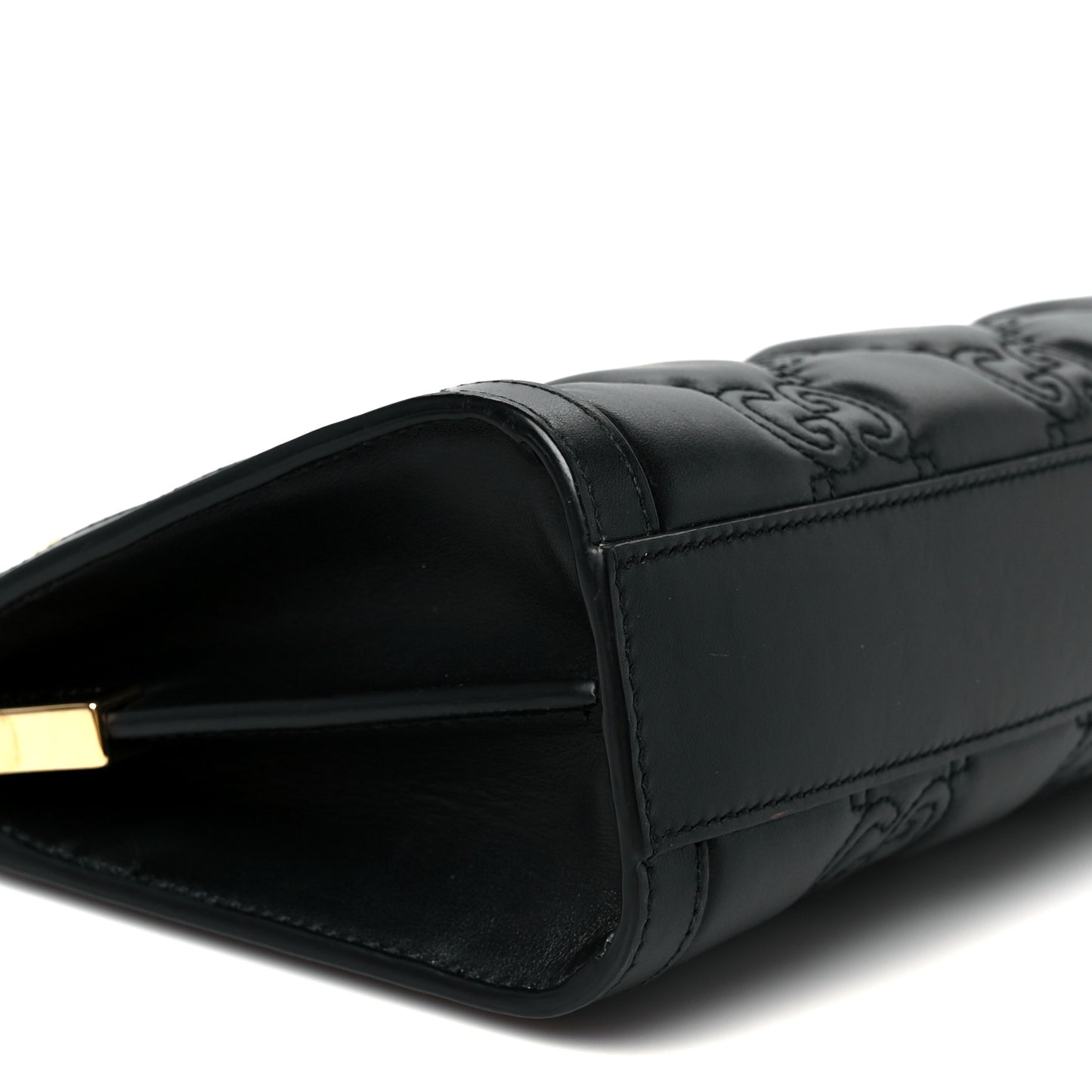 Calfskin GG Matelasse Small Slim Chain Shoulder Bag Black Natural