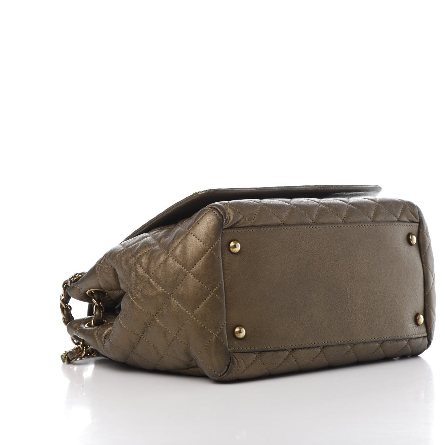 Metallic Calfskin Quilted Istanbul Accordion Flap Gold