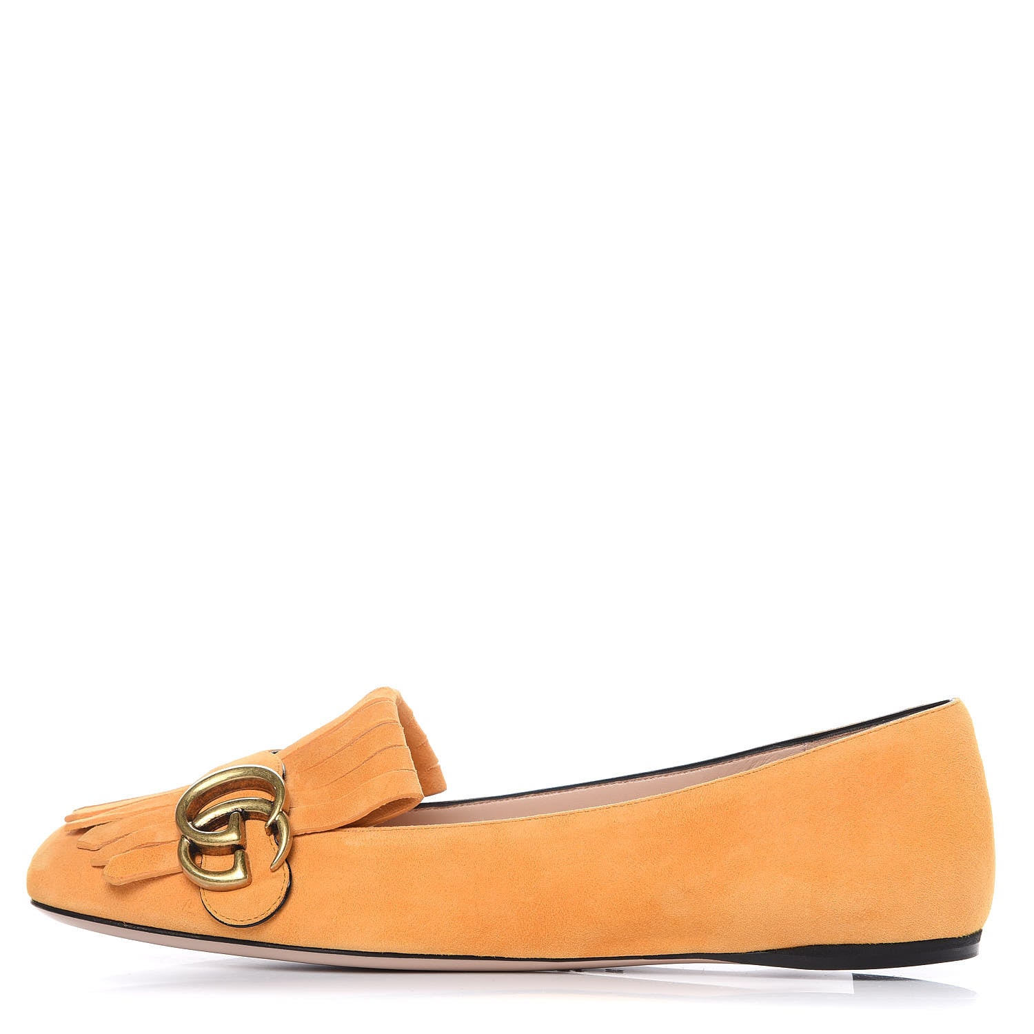 Gucci Kid Scamosciato GG Marmont Fringe Flats 38 Crystal Copper 1 of 9