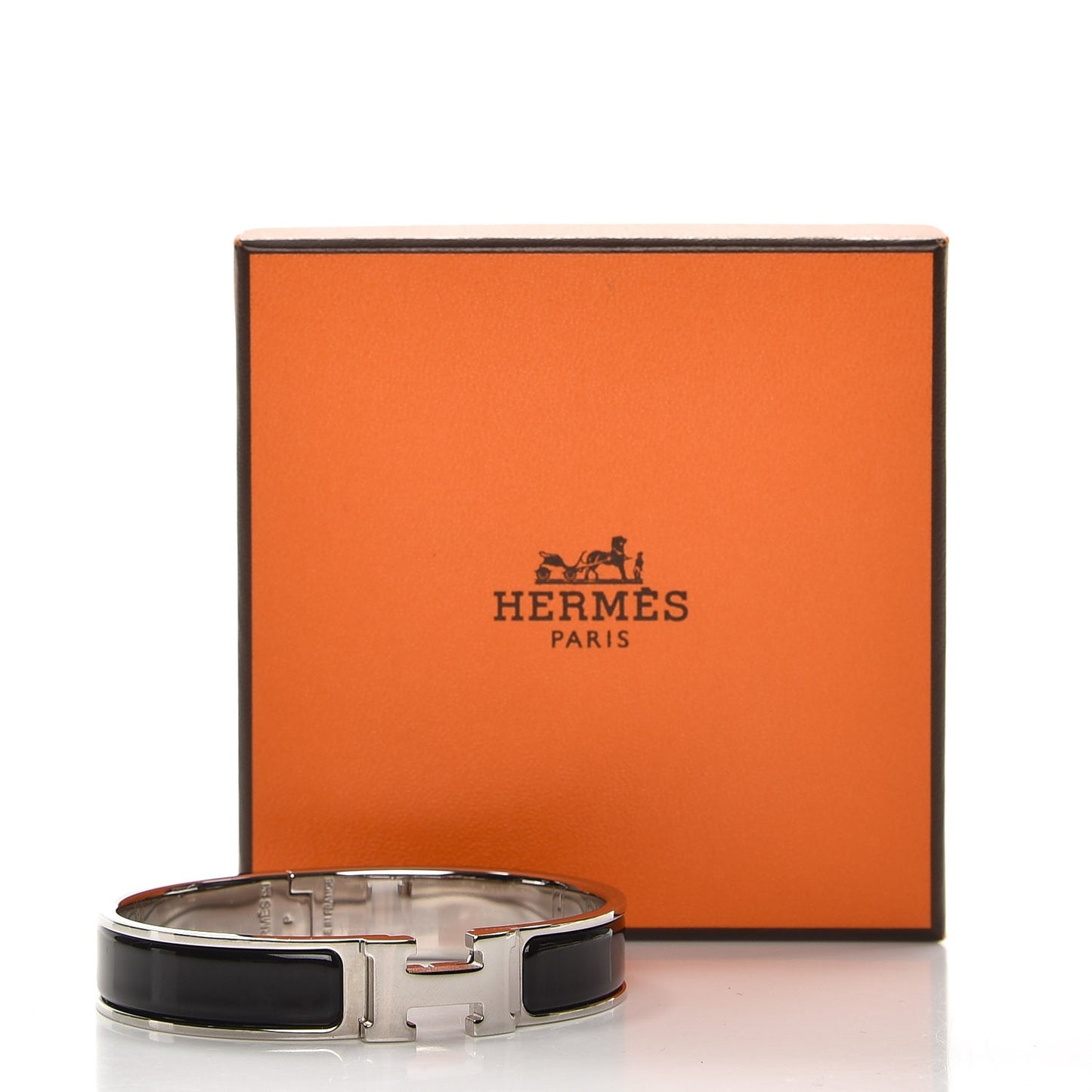 Enamel Narrow Clic Clac H Bracelet GM Black