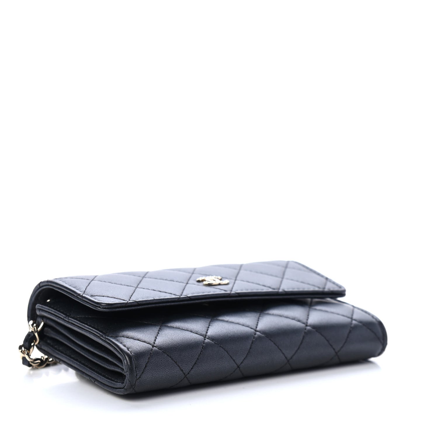 Lambskin Quilted Pearl Clutch With Chain Black