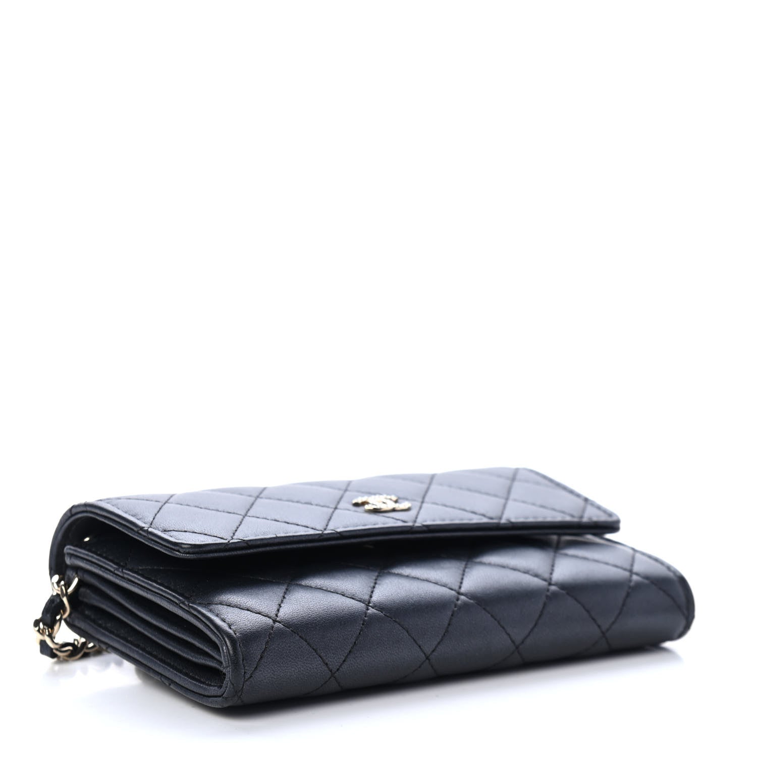 Chanel Lambskin Quilted Pearl Clutch With Chain Black 3 of 4