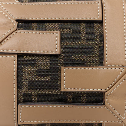 Fendi Recycled Fabric Jacquard Vitello Grace FF 1974 Mini O'Lock Bowling Bag Tobacco Moro Sand 9 of 11