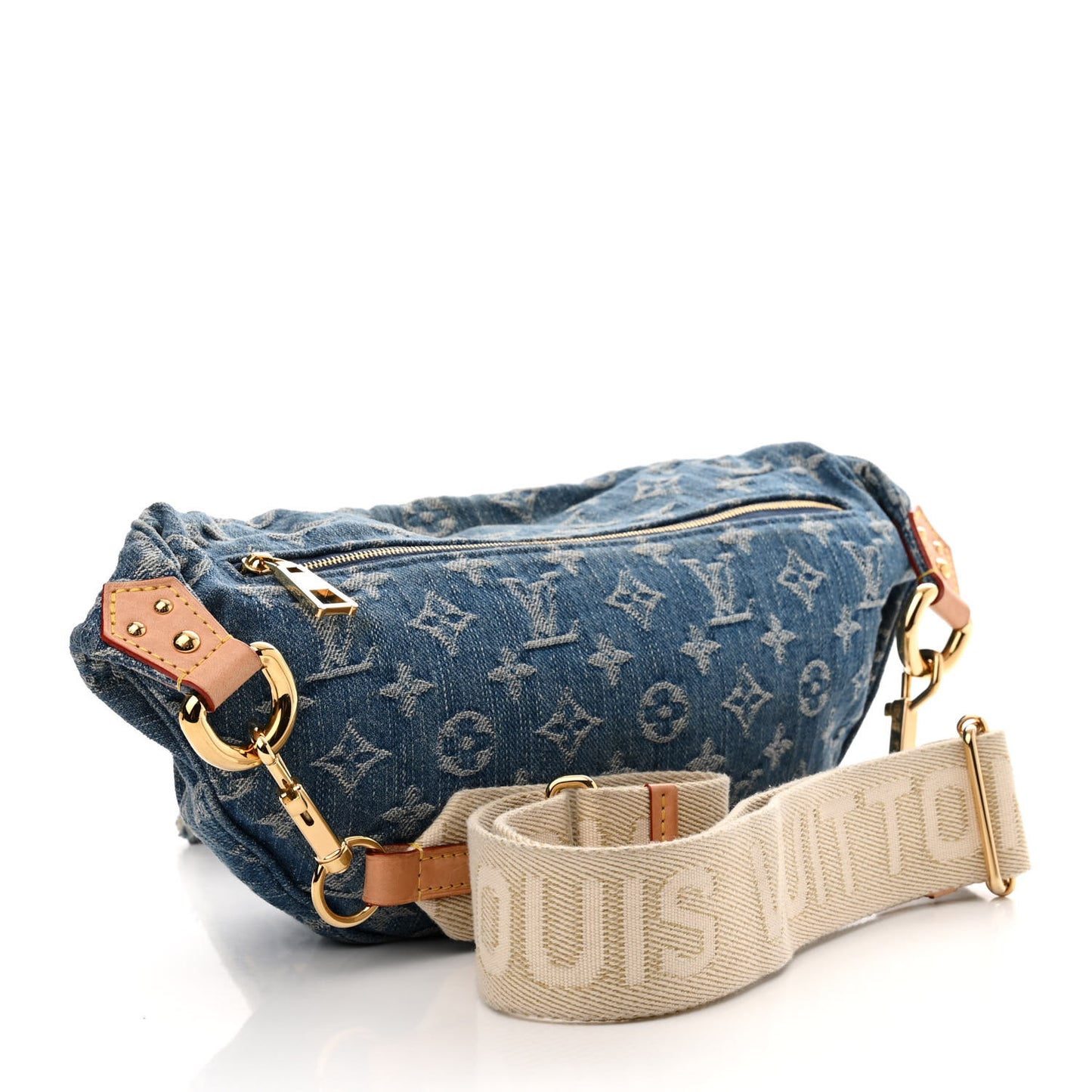 Monogram Denim High Rise Bumbag Blue