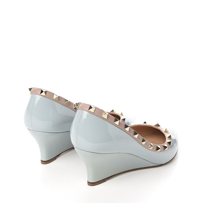Valentino Garavani Patent Rockstud 70mm Wedges 38.5 Sky Sorbet Poudre 4 of 11