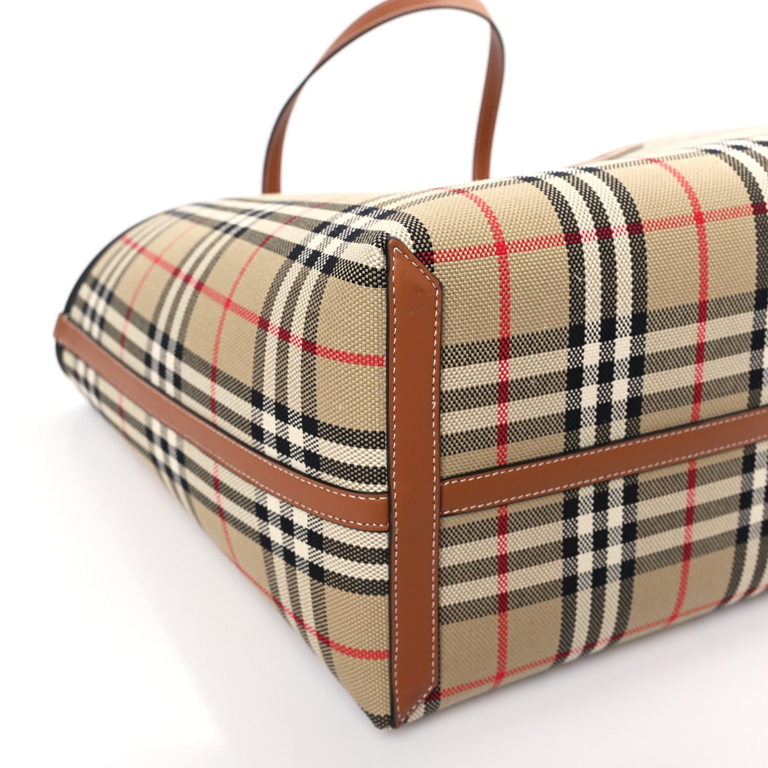 Burberry Cotton Vintage Check Medium London Tote Bag Briar Brown Black 8 of 9