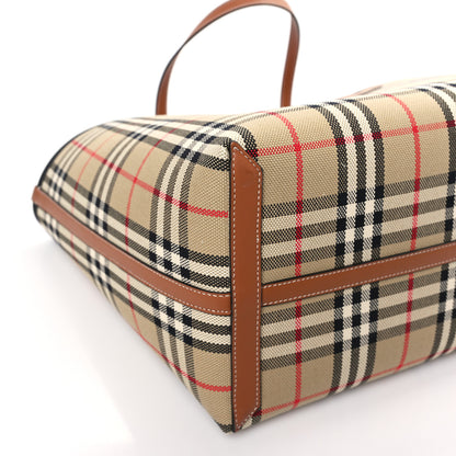 Burberry Cotton Vintage Check Medium London Tote Bag Briar Brown Black 8 of 9