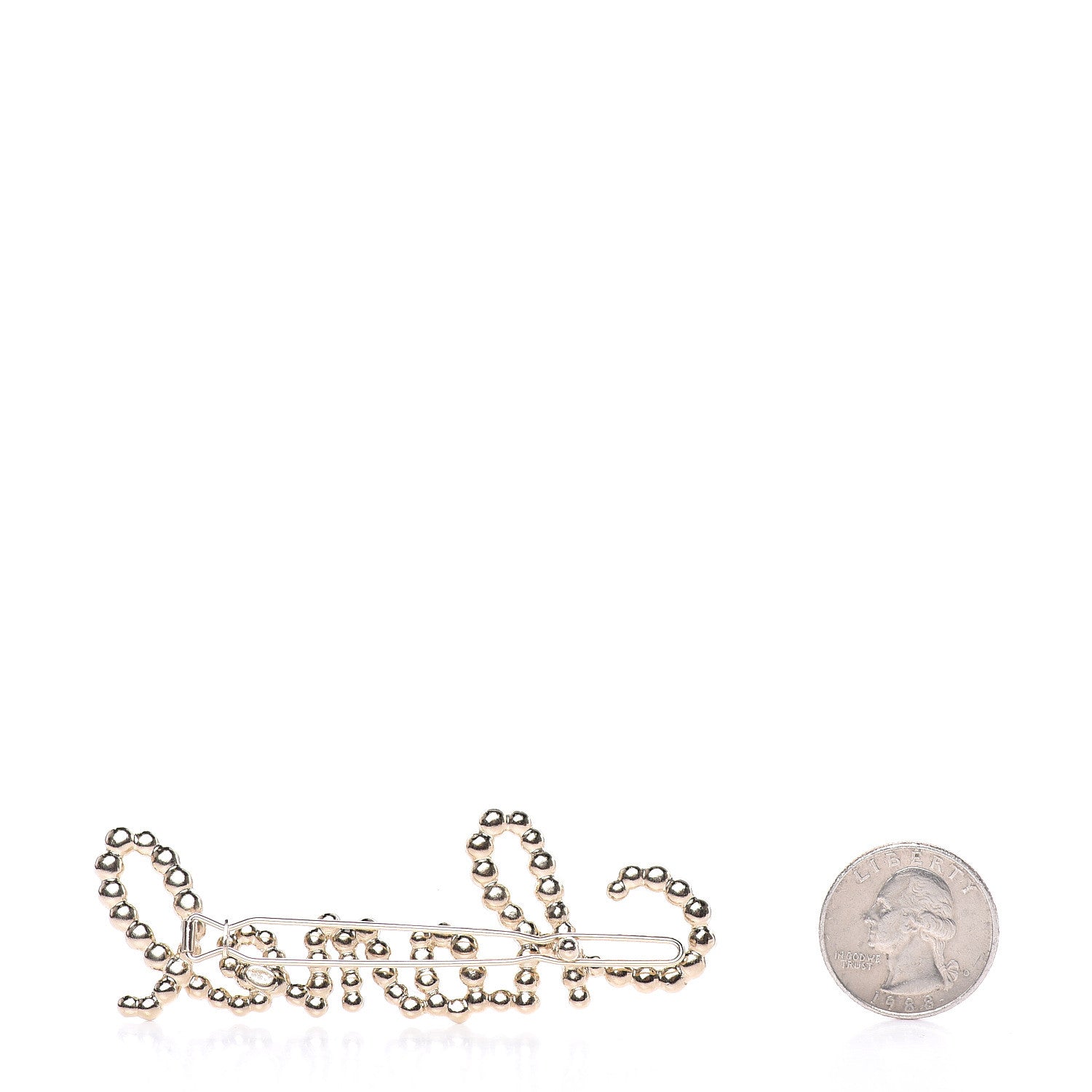Chanel Metal Glass Swirling Pearls Hair Clip Gold 2 of 4